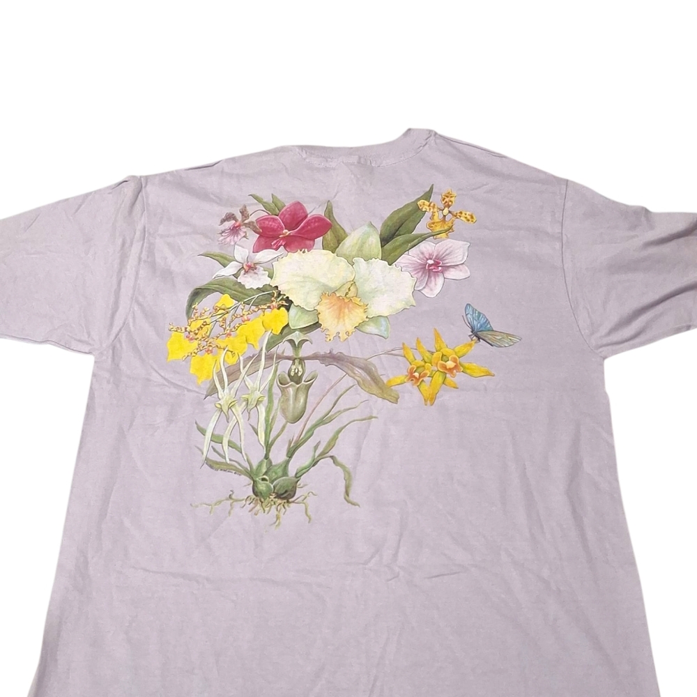 Vtg National Wildlife Orchids Light Purple Single Stitch Shirt Sz L Made In USA - Picture 4 of 13